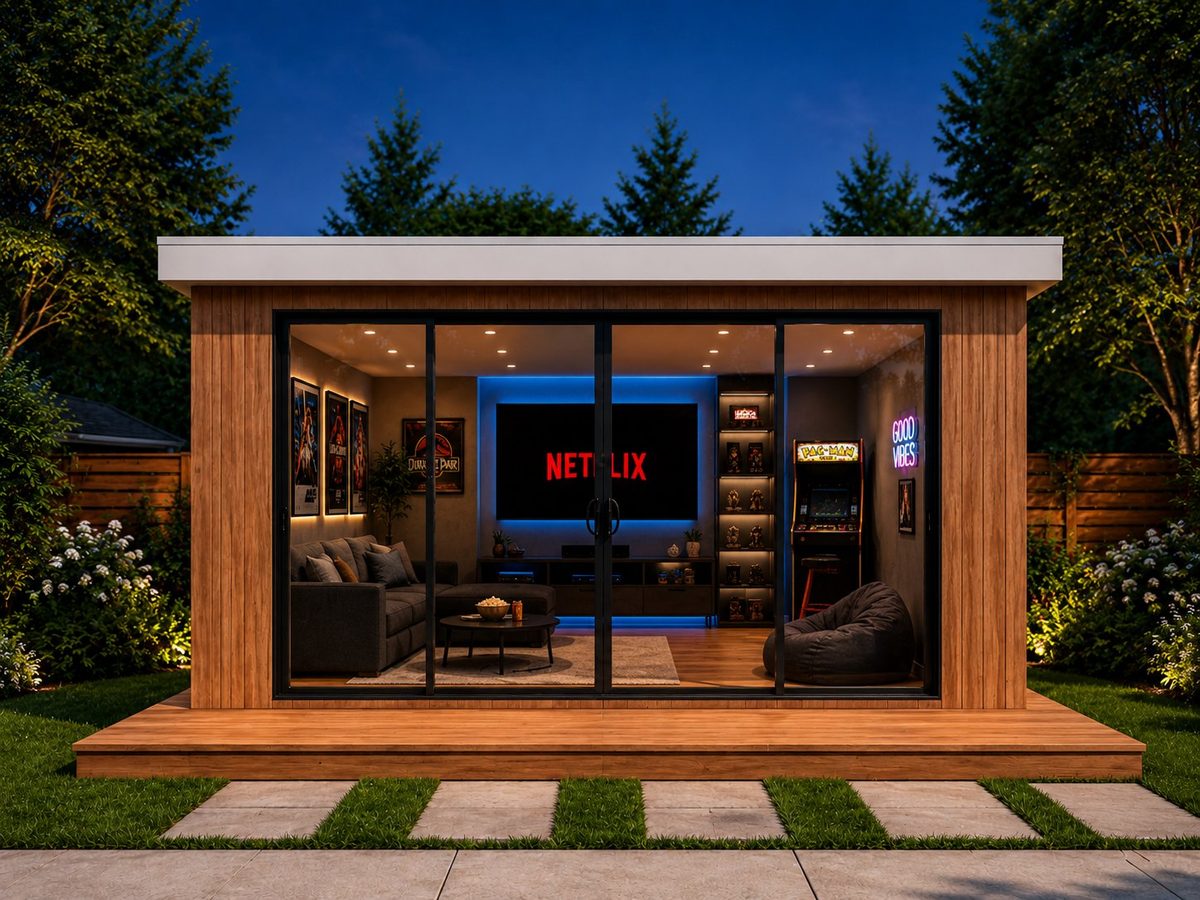 Entertainment lounge with ambient lighting